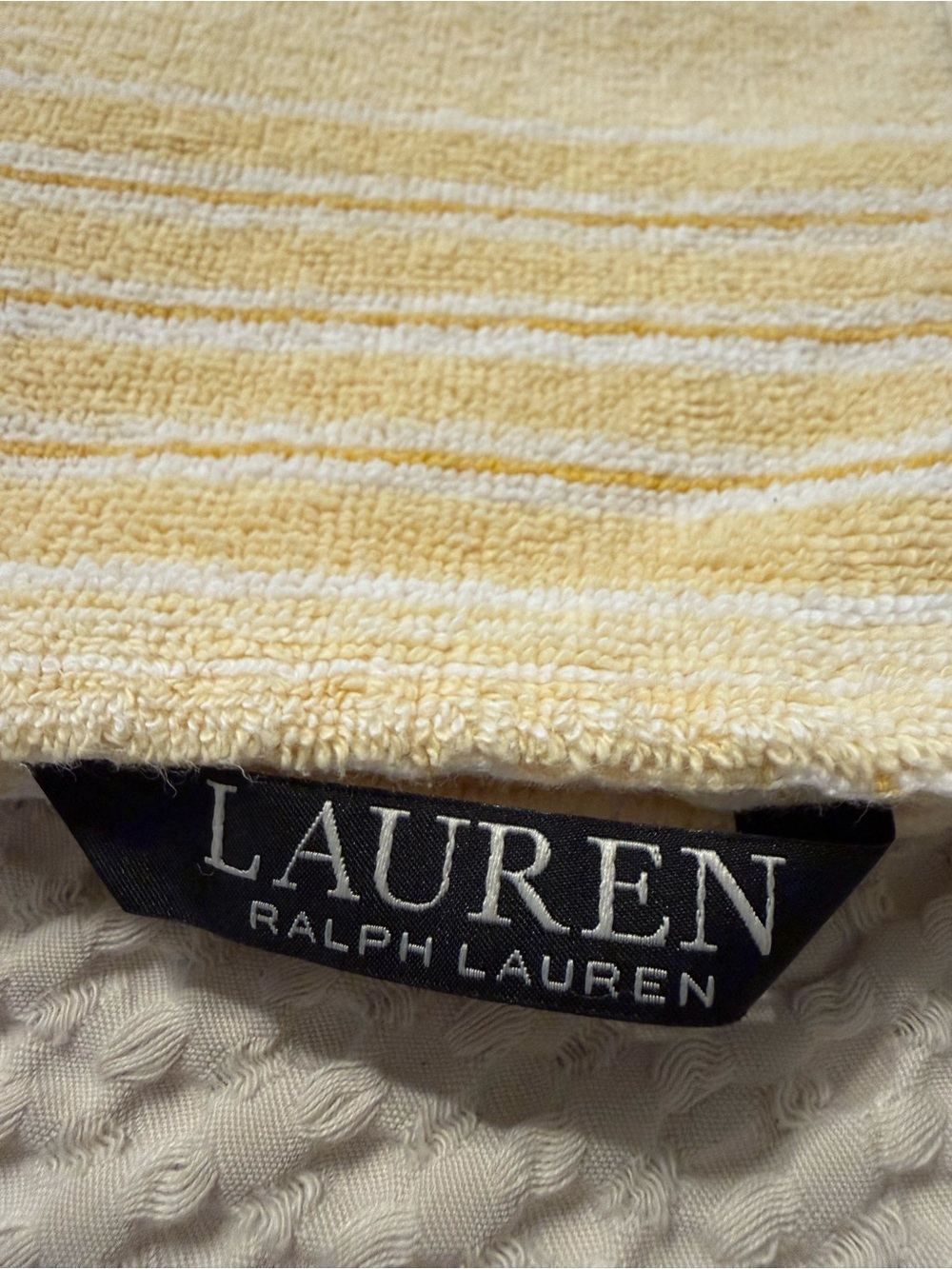 Lauren Ralph Lauren Black Label Yellow and White Striped Beach Towel